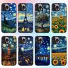 Ван Гог Звездная ночь Чехол для телефона Для iPhone 17, 16, 15, 14, 13, 12, 11 Plus, Pro Max Черный Конфетный Матовый Ударопрочный Чехол