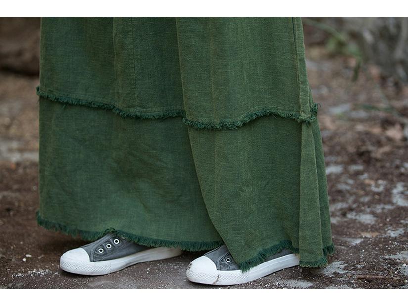 Женская повседневная юбка миди из рами, хлопка и льна: Выстиранный песком, Универсальный для дома или путешествий, Идеально подходит для весны и лета