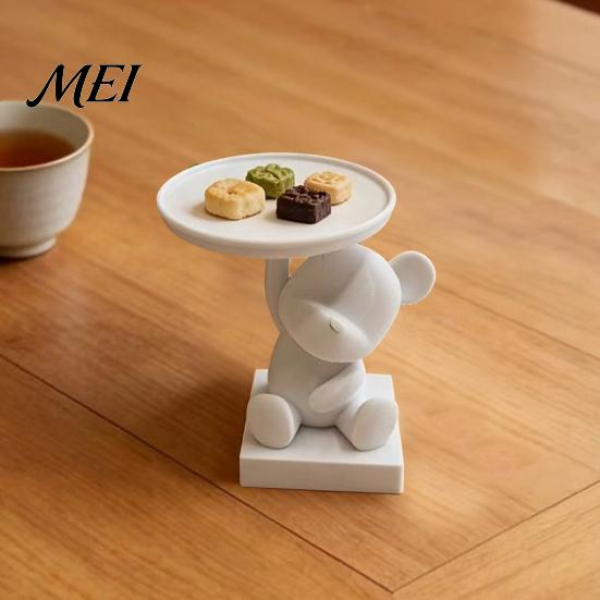 Cute Animal Ring Holder 3D Printed Polar Bear Storage Tray, & Jewelry Dish, Home Desk Display Tray Minimalist Organizer for Keys Coins Trinkets,
