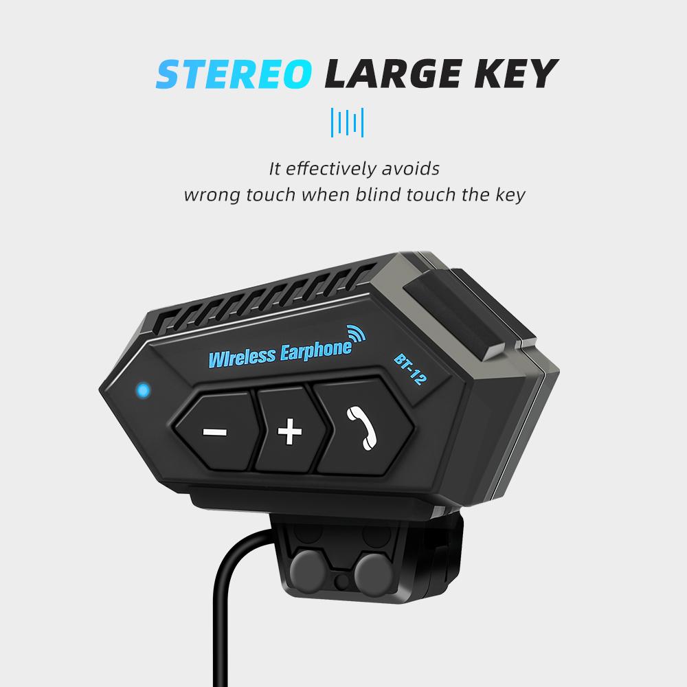 BT12 Motorcycle Helmet Headset Wireless Bluetooth 5.0 Hands-free Call Kit Stereo Waterproof Music Player Speaker for Moto Earphone