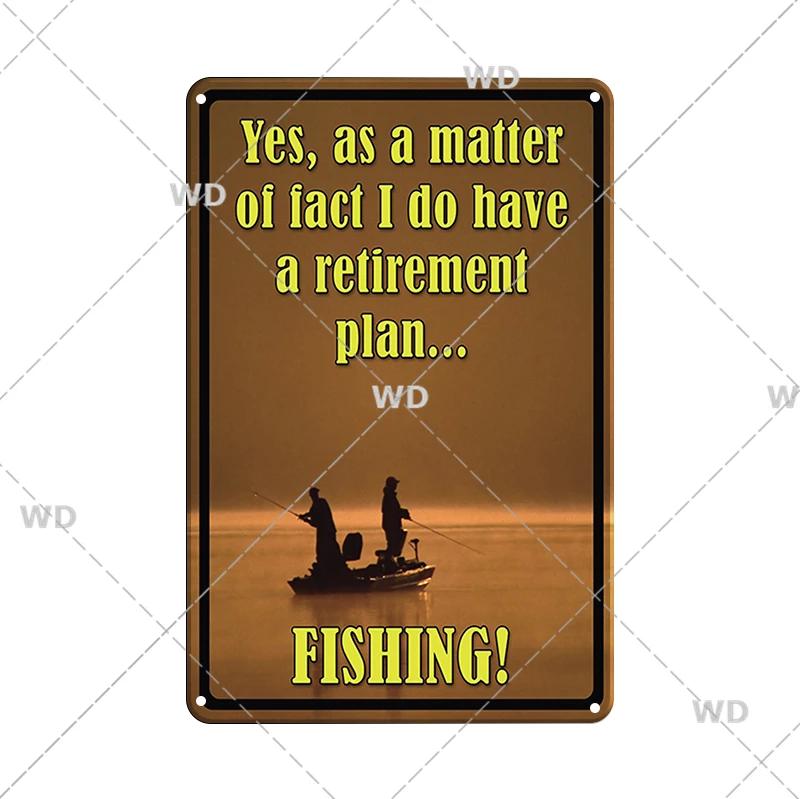Funny Fishing Metal Tin Sign Retro Vintage Plaque Metal Poster Go Fishing Lover Gift Plate For Men Cave Fishing Home Wall Decor