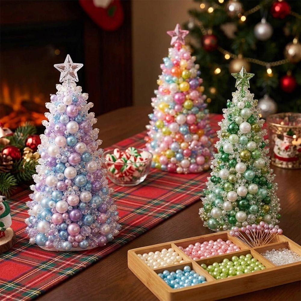 Educational Dreamy Beaded Christmas Tree DIY Kit Sparkling Mini Bead Weaving Set Beginner-Friendly