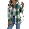 Women's Casual Plaid Fake Pocket Long-sleeved Woolen Mid-length Coat