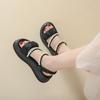 Женские сандалии летние черные уличные нарядные с открытым носком повседневные толстые подошвы на платформе милые сандалии для девочек размера плюс