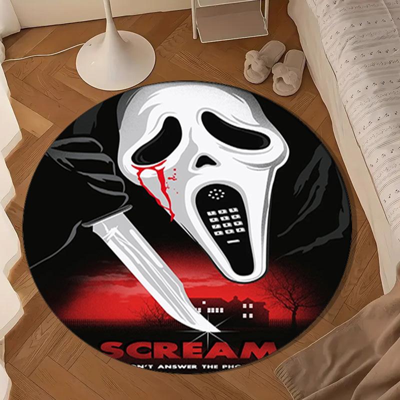 Scr-eam Horror Movie Round Rug for Livingroom,Bedroom, Palyroom, Chair Rug, Area rug, Circle Carpet, Large Size Fan Christmas gift