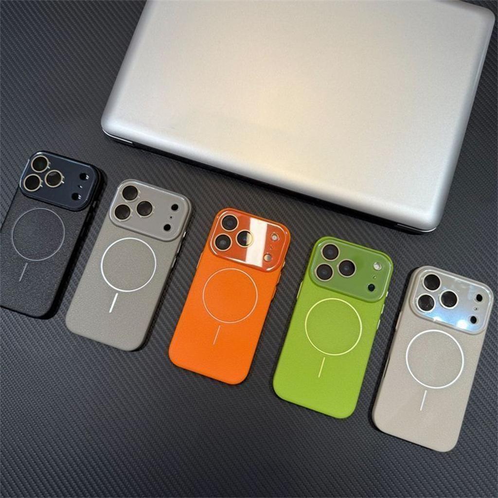 New Leather Texture Magnetic Phone Case for Apple 17PROMAX Fully Bonded Small Fresh Creative Japanese and Korean Magnetic Case