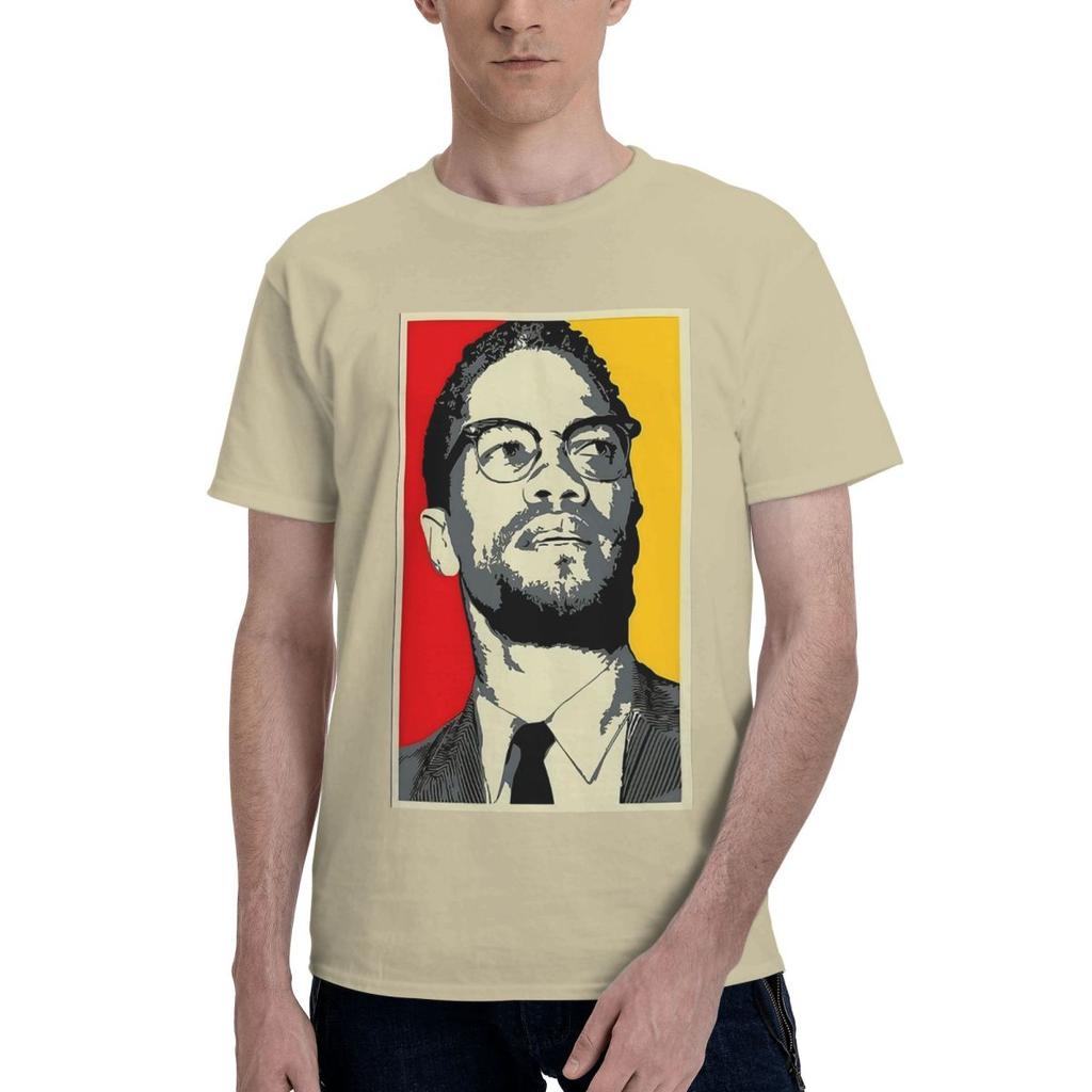 Malcolm X Wide Brown 100 Cotton Casual Breathable Confortable T Shirt Mens Clothing Brands Men TShirt