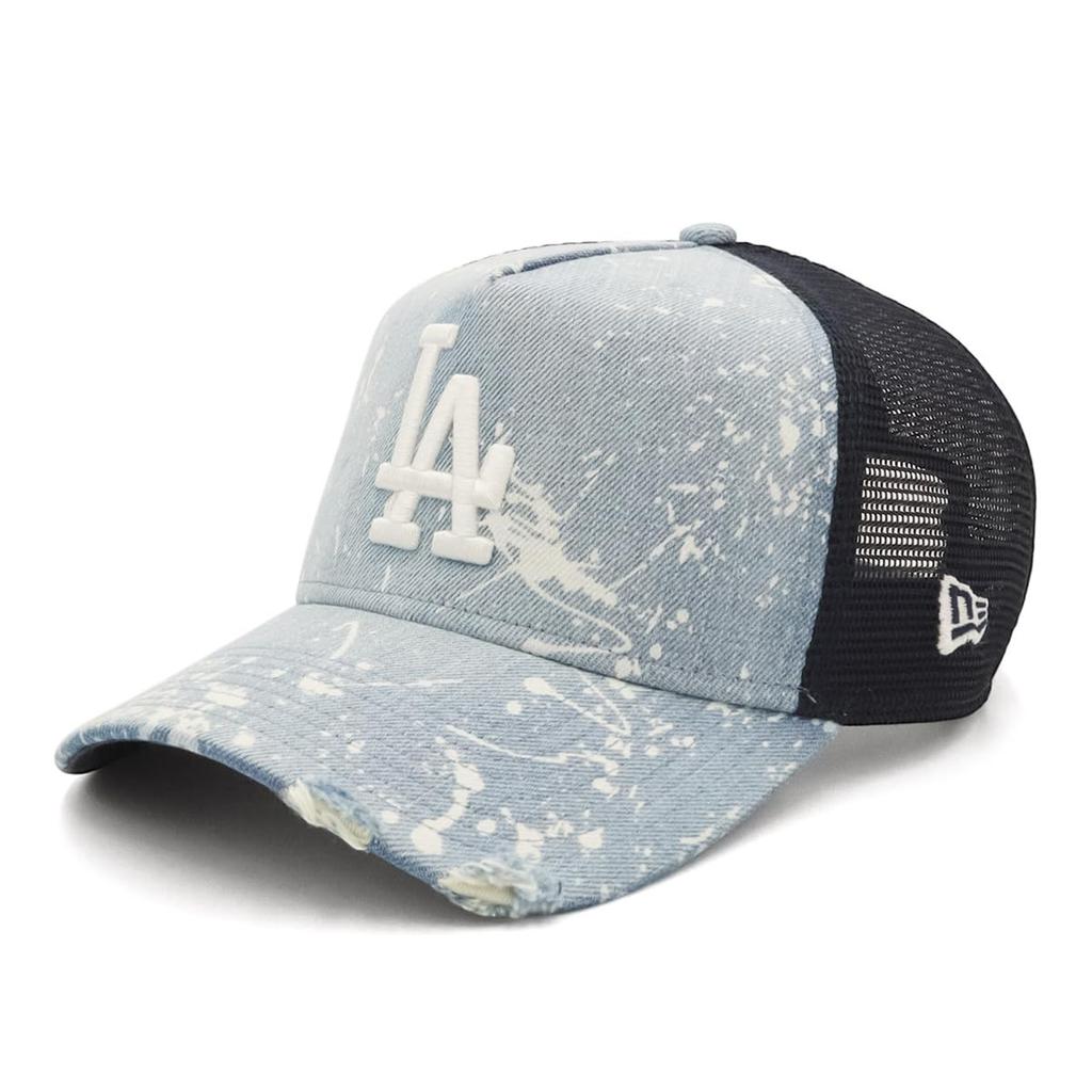 NEW ERA Cap 9FORTY Trucker Los Angeles Dodgers Splash Paint Denim 15196598 NER37C8192 A-Frame