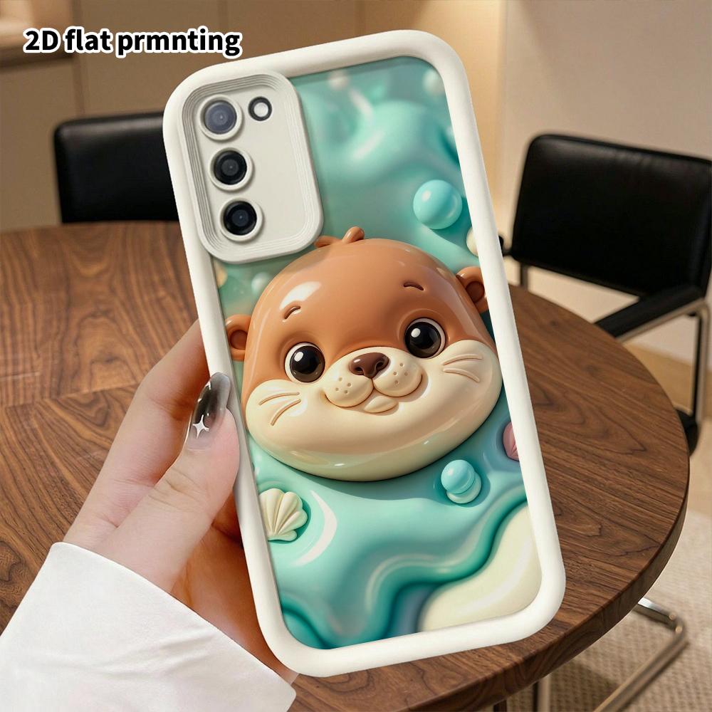 Phone case: 2D flat, suitable for Samsung Galaxy A34 A35 M05 M06 S20 S22 S21 FE Plus 5G protective case, otter head, perfect holiday gift for Christma