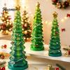 Decorative Resin Candy Decor Christmas Tree Figurine, Gradient Green Orange Tabletop with Star Holiday Topper, Hand-Painted Ornament for Home