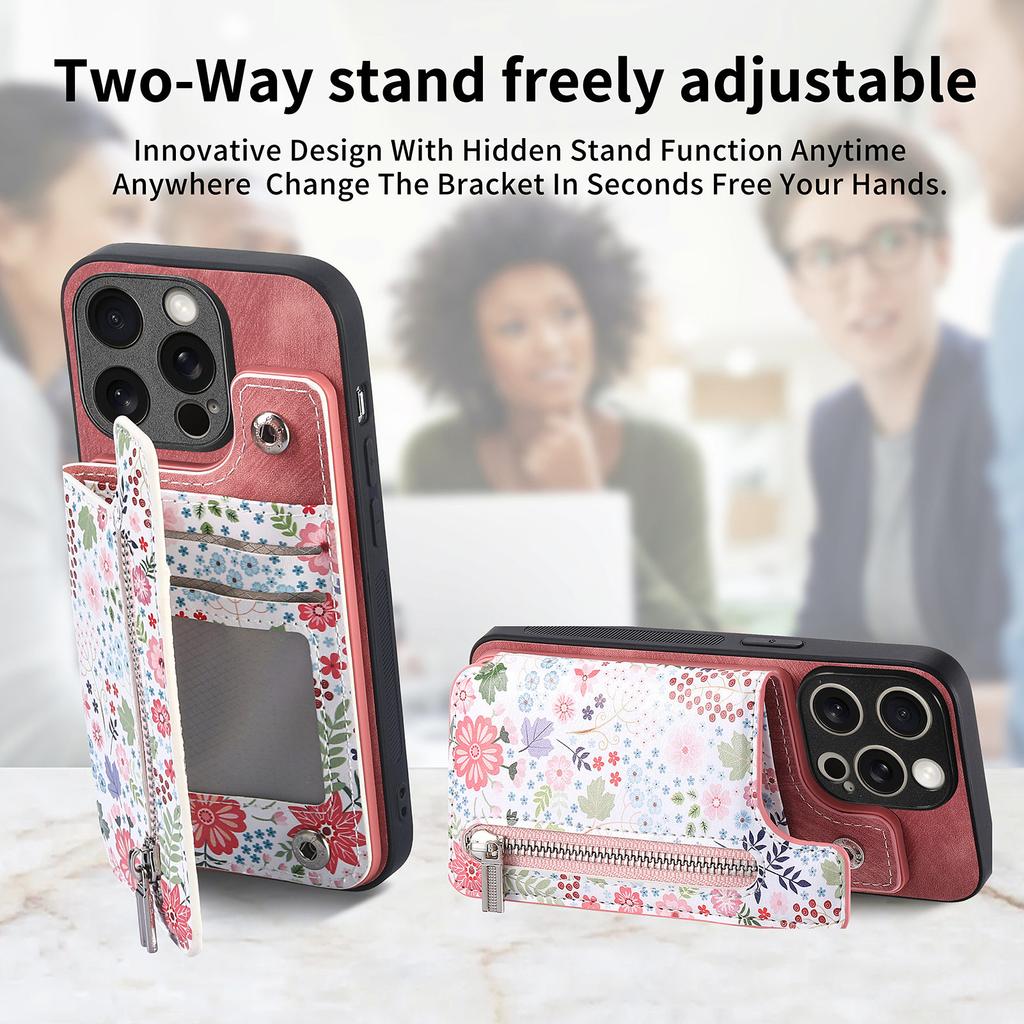 Painted Left and Right Zippered Wallet Case for iPhone 15 14 Plus 13 12 11 Pro Max XSMax for Samsung S23 S22 S21 S20 Ultra Plus S21 FE A14 A54 A13 A53