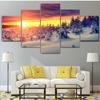5 Pieces Fantasy Sunset Snowy Forest Canvas Painting Landscape Posters and Prints Wall Pictures Living Room Home Decor No Frame