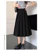 Pleated Midi Skirt for Women - High Waist Ballet Style A-line, Perfect for Autumn and Winter Commutes