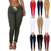 Women's Solid Color Casual Elastic Waist String Side Pocket Pencil Pants