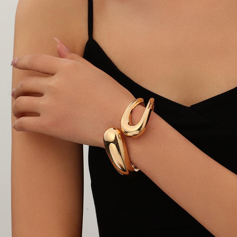 Браслет INS Минималистичный Неправильная Волна Ювелирные Изделия Металлический Глянцевый Браслет Женские Ювелирные Изделия