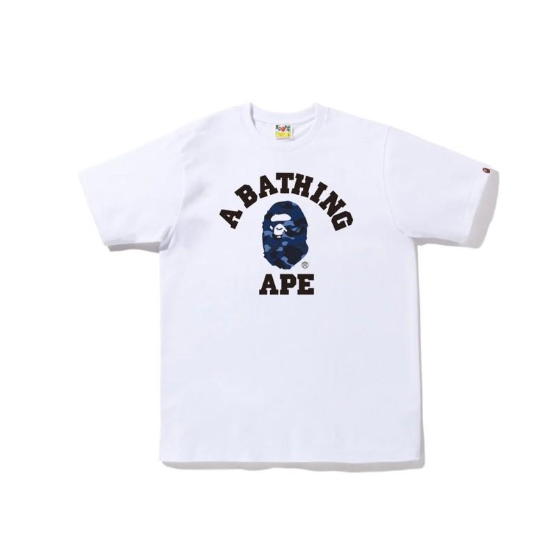 2026 BAPE Камуфляж с головой обезьяны Графическая футболка Унисекс Короткий рукав Круглый вырез Хлопковая футболка Мужчины Женщины