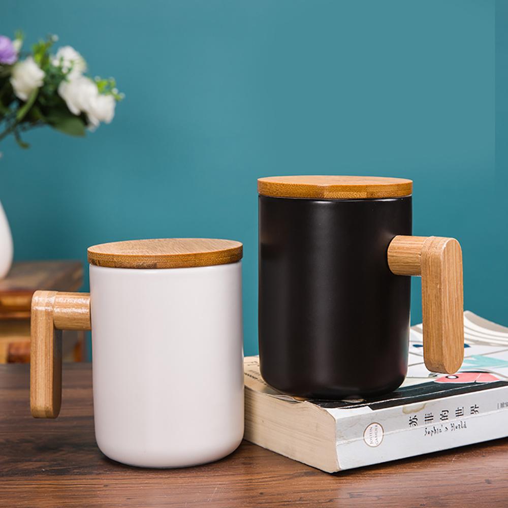 Wooden Handle Ceramic Mug Original Mugs Coffee Cups Beautiful Tea Mugs for Fishing Mug With Lid Thermal Christmas Beer Anime Set