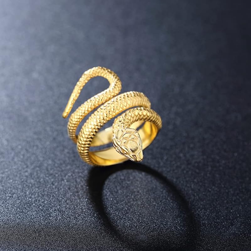 [Rockyu] кольцо мужское свободного размера золотая змея змея кольцо змея отделка титановое кольцо амулет удачи амулет кольцо крутая форма змеи свободная мода