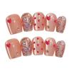 10PCS Heart Cat Eye Rhinestone Fake Nails for Sweetheart Design