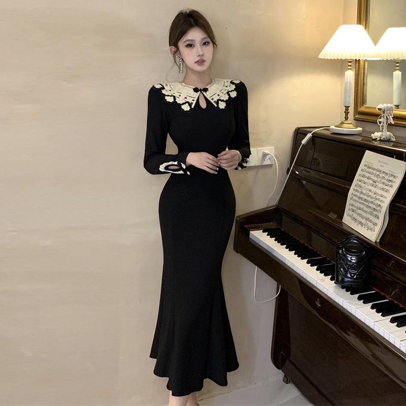 Женское французское винтажное кружевное облегающее платье