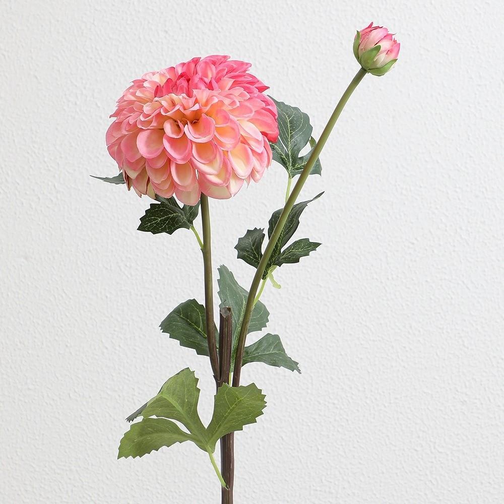 Pink Artificial Dahlia Flowers 2 Heads Artificial Faux Plants Home Decoration