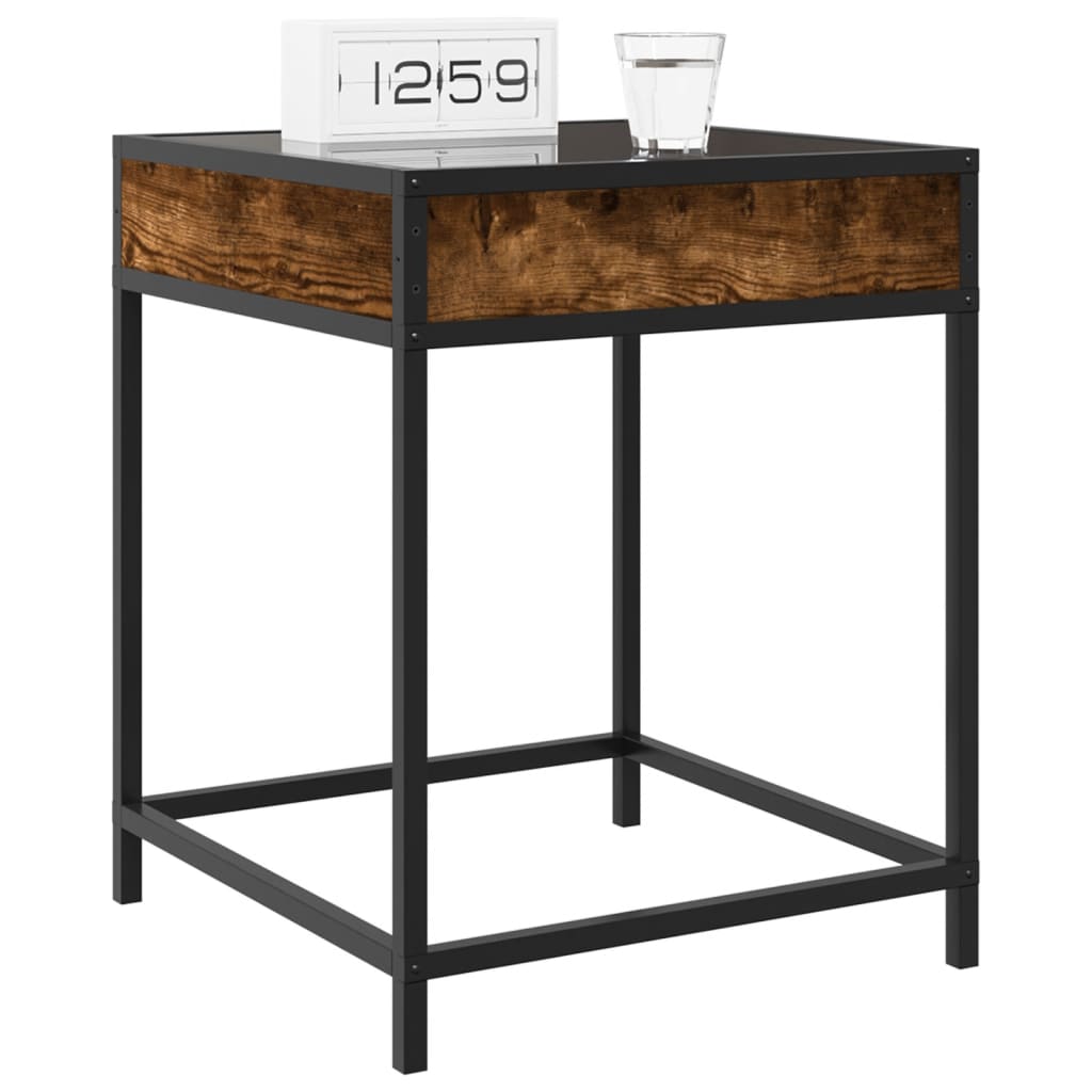 Nightstand with Infinity LED Smoked Oak Finish 40x40x51 cm