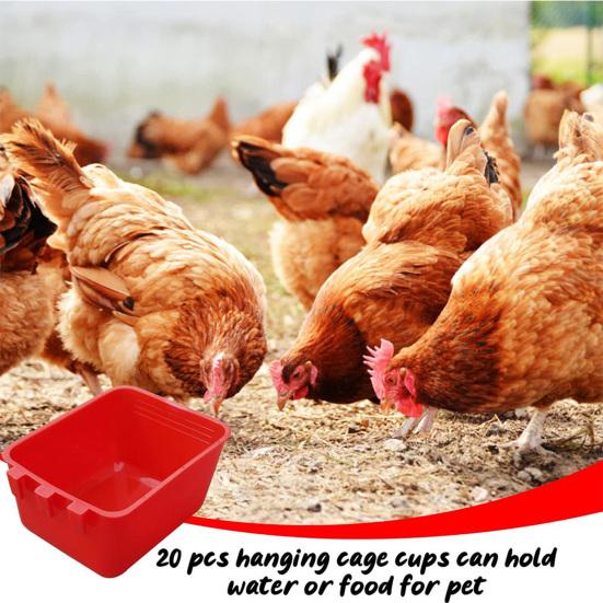 5 шт., чашки для клеток для кур, подвесные кормушки для птиц, миски для воды с крючками, миски для корма для кроликов, голубей, мелких животных