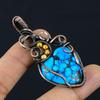 Тибетский бирюзовый драгоценный камень из чистой медной проволоки, обернутый дизайнерской подвеской ручной работы, ювелирные изделия для подарка