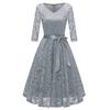 Women's Fashion Vintage V-Neck Long Sleeve Lace  Retro Slim Evening Dress