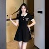 GMXIA Летний дизайн Sense Fashion POLO Neck Short-shirt Dress Women Slim A Skirt Skirt