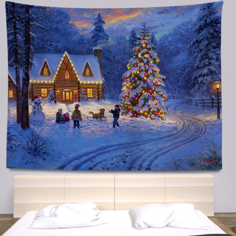 Домашний декор гобелен с рождественским принтом гобелен настенный в стиле бохо настенный декор в общежитии фон ткань Tapiz navideño
