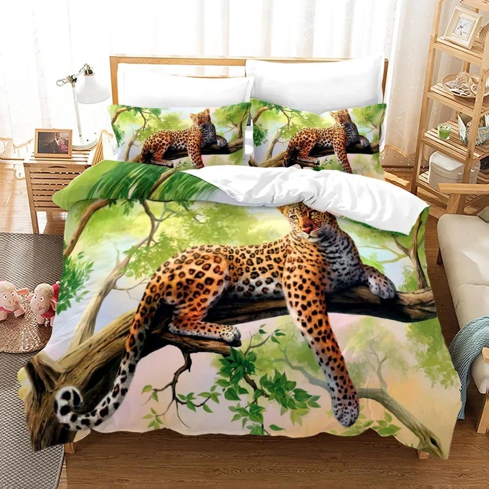 Leopard Black Panther Comfortable Duvet Quilt Cover Pillowcase Bedding Set Children Bedroom Decoration Home Textile