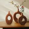 1PC/3PC Wooden Vase Ornament Home Table Decor Zen Vase Aesthetic Room Decor Handcrafted Round Flower Vase Rustic