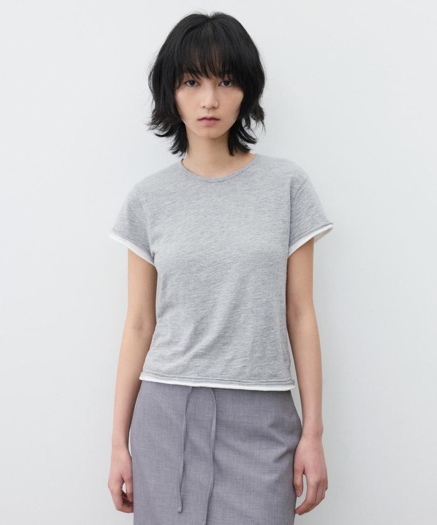 SUARE WOMEN Slub Layered Half Sleeve Melange