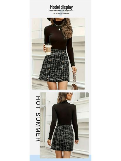 2025 Elegant Houndstooth Short Skirt - Autumn/Winter Fashion