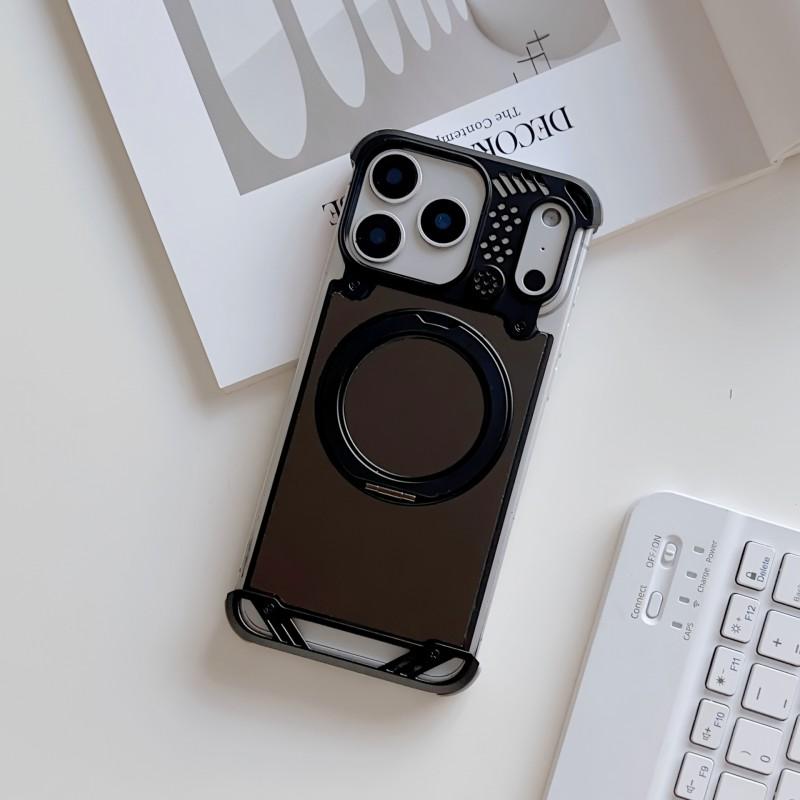 Metal Frameless Phone Case IPhone 16 17 Pro Max Magnetic Rotating Stand Aromatherapy Protective Cover