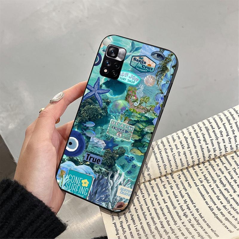 Чехол для телефона для Xiaomi Poco C71 15T 14T Pro Redmi note 15 14 14 13 Pro Redmi A5 15C 13C Ракушка Морская звезда синий Океан