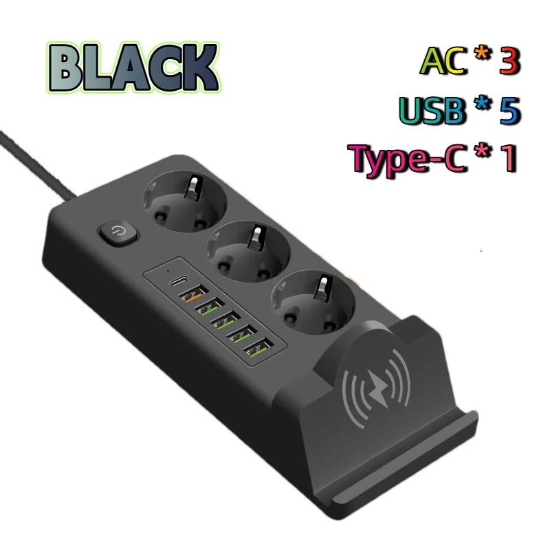 EU To EU Power Station – Multi-Outlet USB PD Strip with Built-in Charging Pad