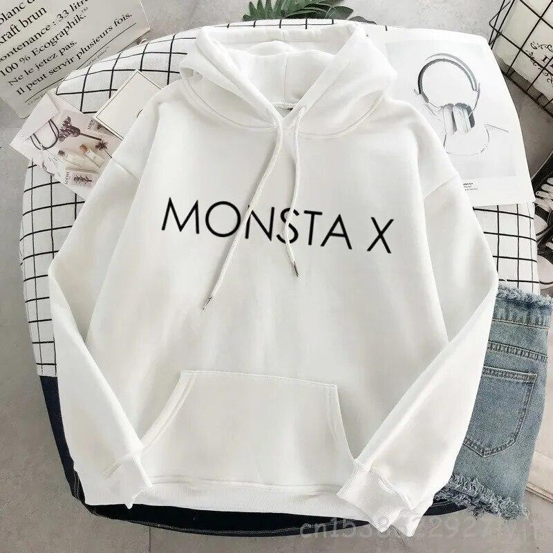 Хипстерский пуловер Monsta X, большая причудливая толстовка с капюшоном, толстовка в стиле Харадзюку, осенняя одежда, женские толстовки с длинными рукавами, уличная одежда, унисекс, толстовка
