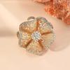 Oversize Geometric Hollow Flower Rings For Women Adjustable Big Ring Wedding Accessories Rings Jewelry