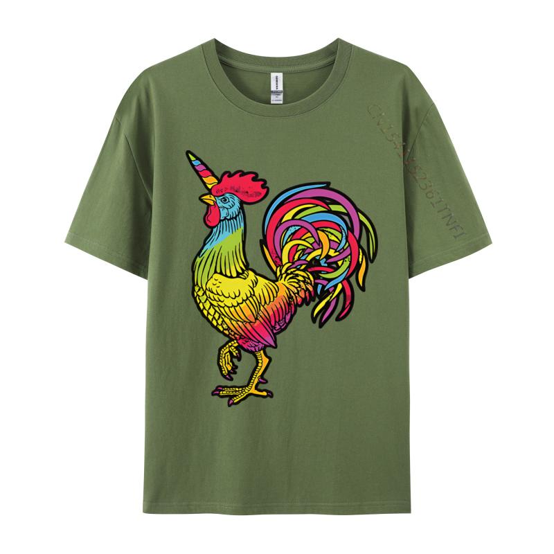 Chicken Unicorn Rainbow Rooster Unicorn Tshirts Male Top Tshirts Special Cotton Tops T Shirt Slim Fit Graphic T Shirts