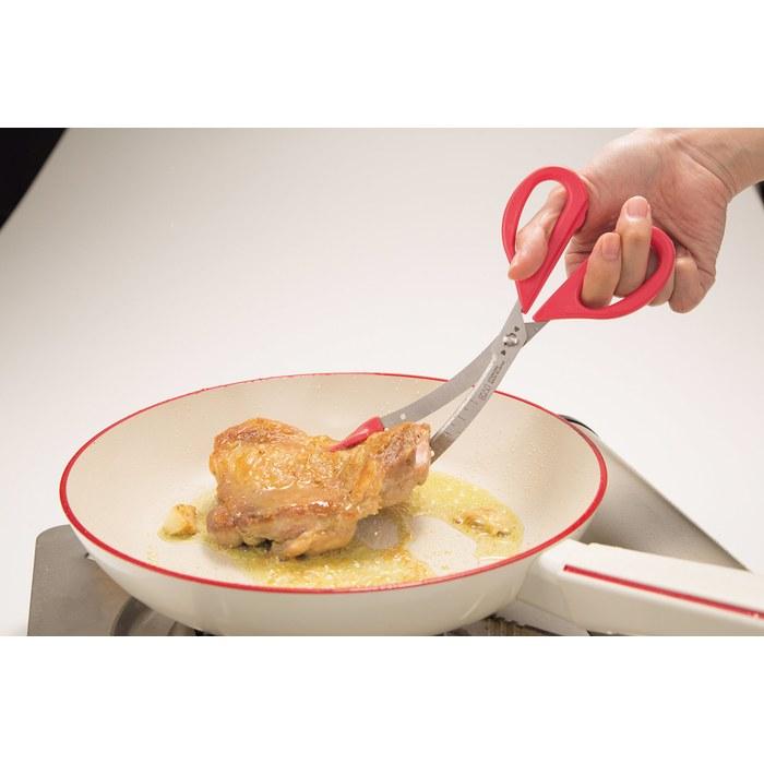Kai Kitchen Scissors with Tongs, Disassemblable, Made in Japan, DH2064, Red