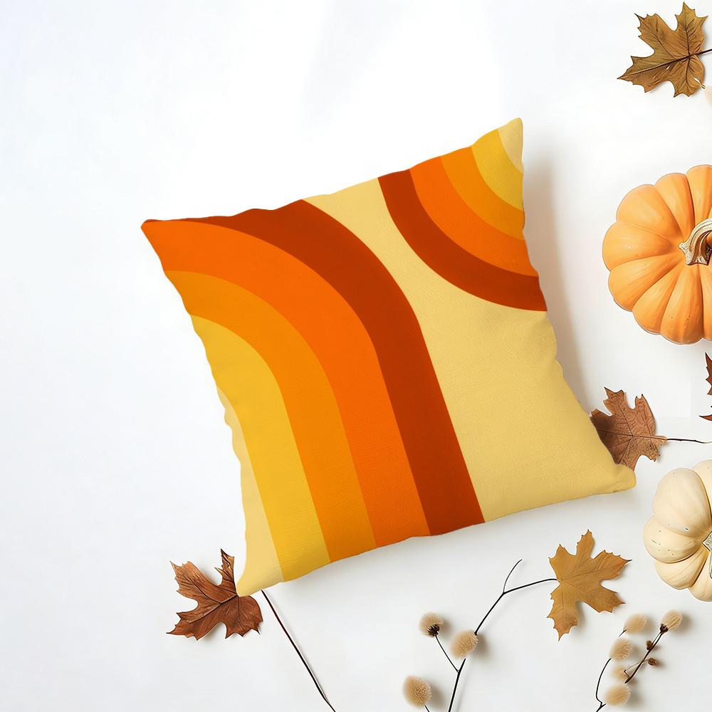 Vibrant Modern Rainbow Series Geometric Print Cushion Cover Washable Linen Pillowcase Soft  for Daily Sofa Bed Home Room Decor