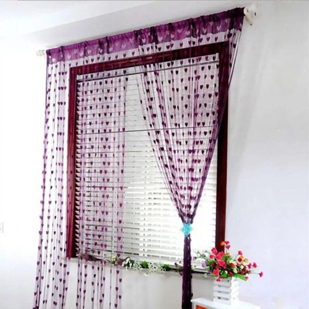 Solid Color Door Curtain Room Divider Tassel Curtain Retro Love Heart String Curtain Home Decor