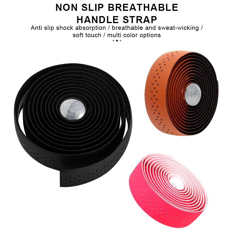 Лента для руля велосипеда из искусственной кожи, перфорированная, дышащая, мягкая, лента для руля шоссейного велосипеда с 2 заглушками, противоскользящая, амортизирующая