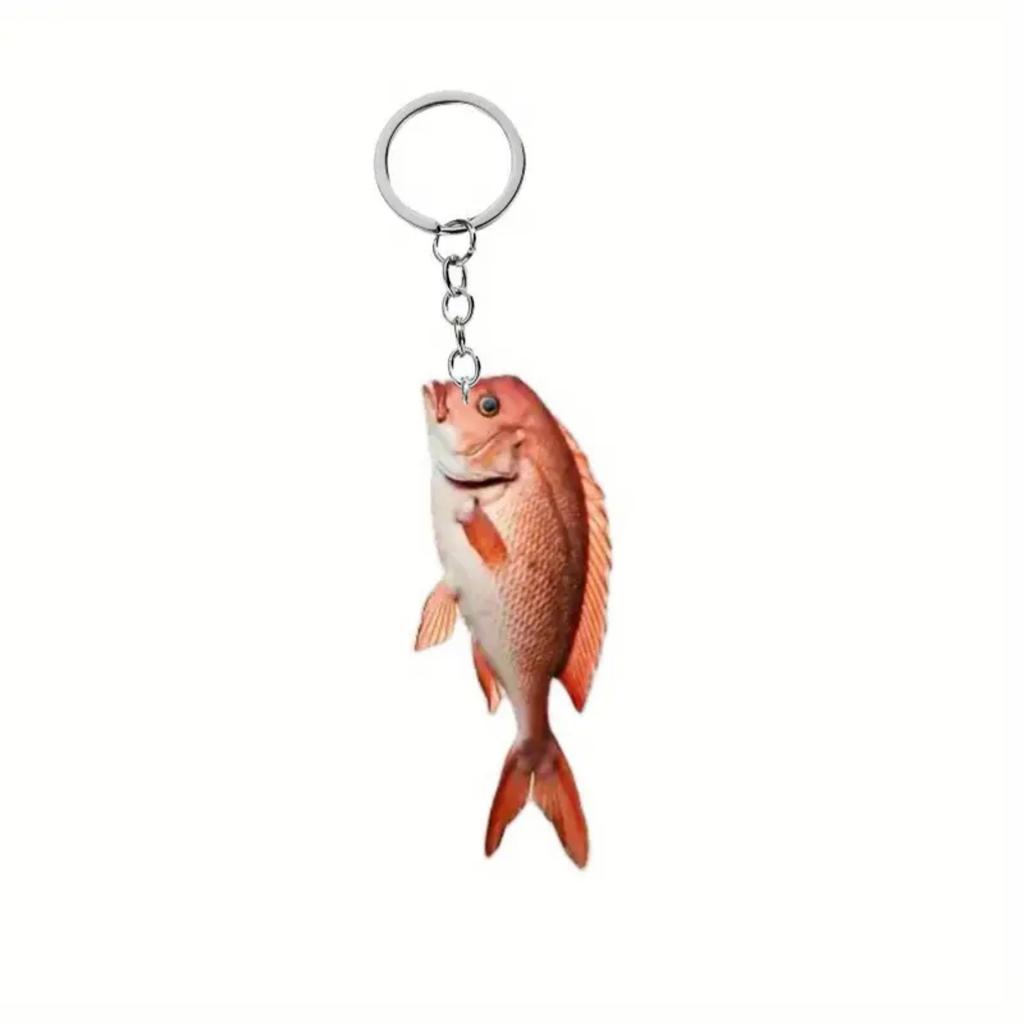 Fun Acrylic Fishing Lover Keychain Accessories Bag Fish Pendant Fisherman Ocean Key Chain Ring Keyring Jewelry Fans Fisher Gifts