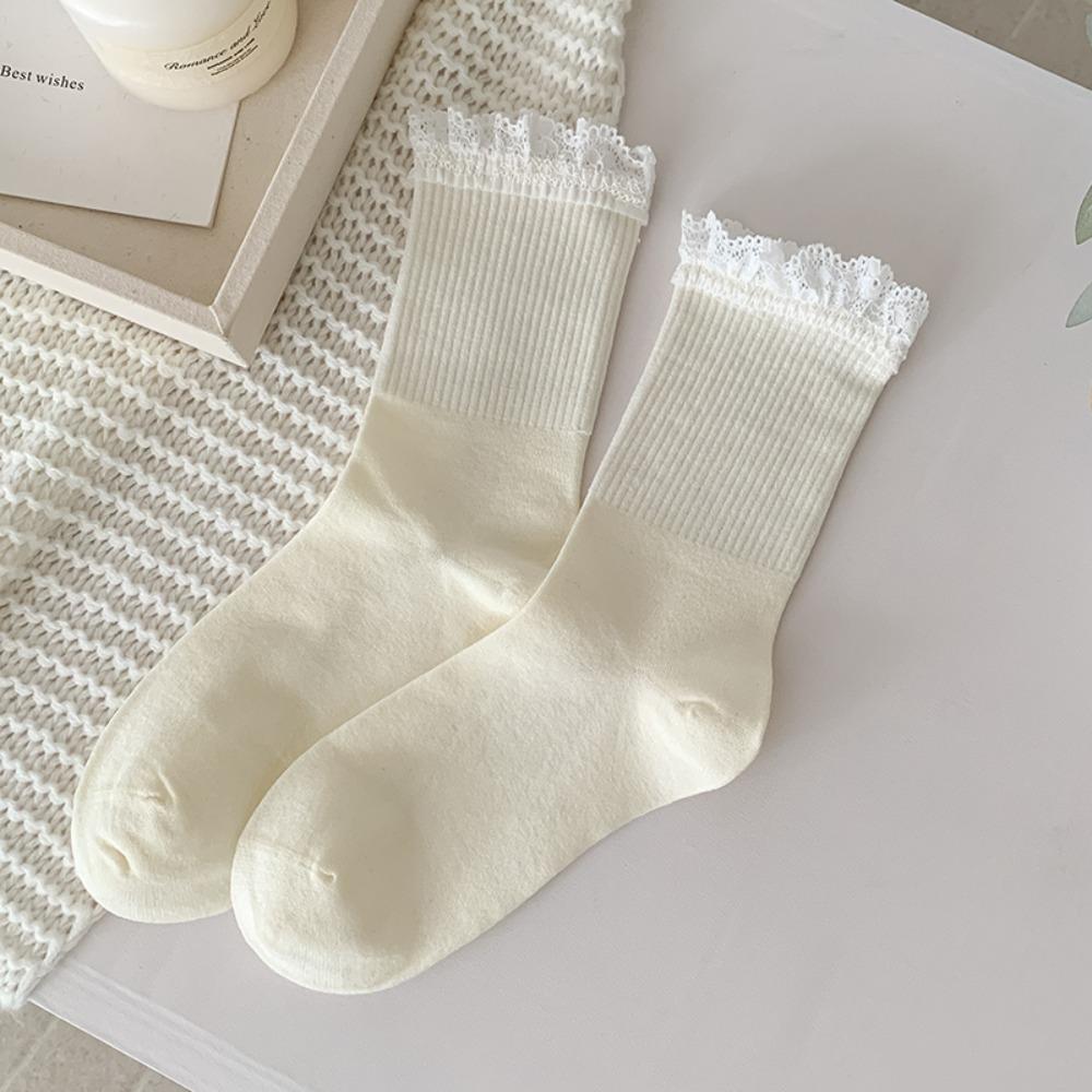 Дышащие женские носки кружевные носки с оборками модные длинные носки