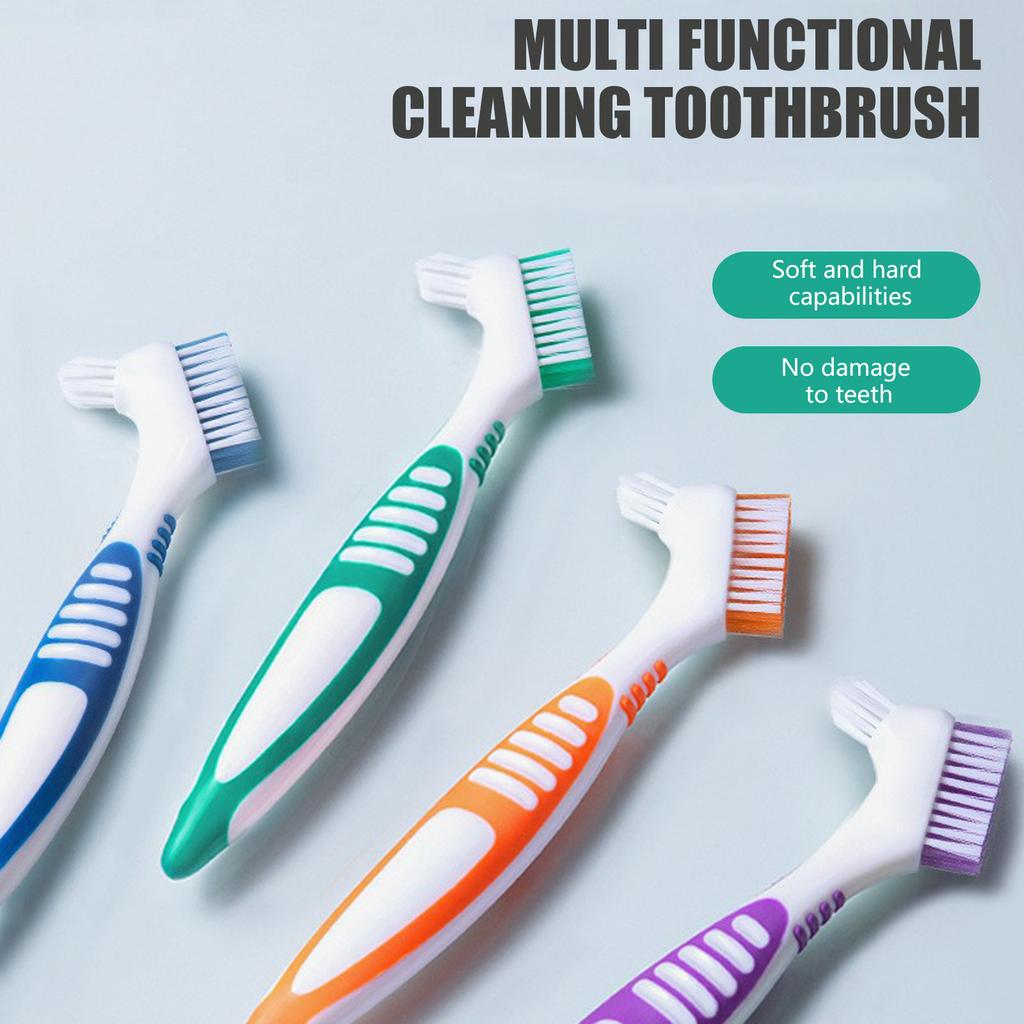 Зубная щетка Зубные щетки для зубных протезов Щетка для чистки искусственных зубов Двусторонняя зубная щетка для ухода за зубными протезами