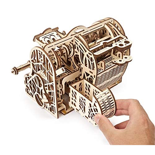 UGEARS 3D Puzzles Wooden Box - DIY Cash Register with Money Box - Exclusive Wooden Model Kits for Adults To Build