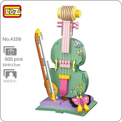 LOZ 4106 мультяшный музыкальный инструмент скрипка блокнот модель бабочки DIY мини-блоки кирпичи строительные игрушки для детей подарок без коробки